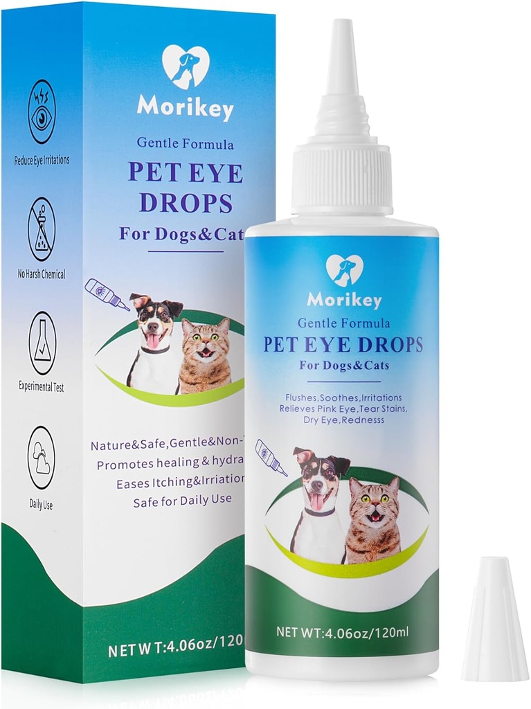 Pet Acu pilieni, Gentle un droša suns Acu piliens infekcijas, Relieve acis nieze un kairinājums,Noņemt Tear Stains,Safe visiem dzīvniekiem, 4.06oz,120ml