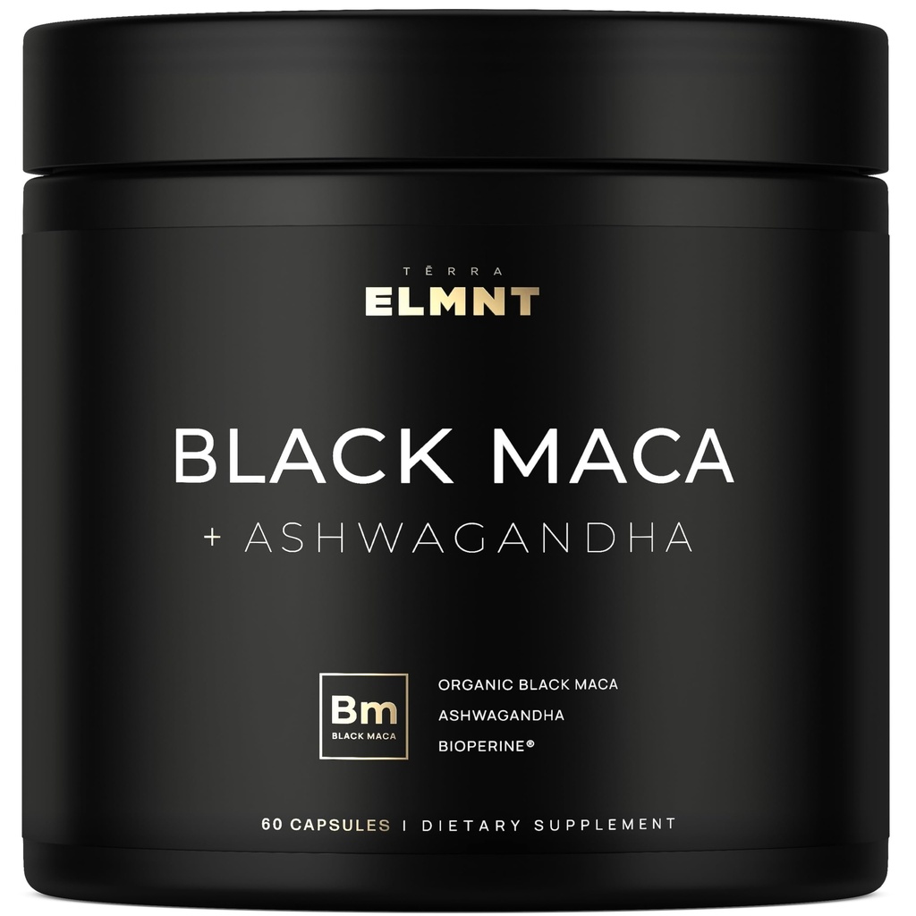ELMNT 40 000mg 40x Stiprums Organic Black Maca Root w. Ashwagandha - #1 Augstākā potences Black Maca Root Kapsulas vīriešiem Papildinājums 40:1 Extract - 100% Pure Maca Peruana Maca Pulveris Tabletes Želatīns