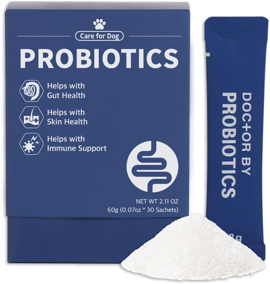 Dr.by Pet Probiotikas suņiem Gremošanas veselība  -- Probiotikas papildinājumi suņiem Caureja un suņa gāzu atvieglojumu (30 Individuālās paciņas)