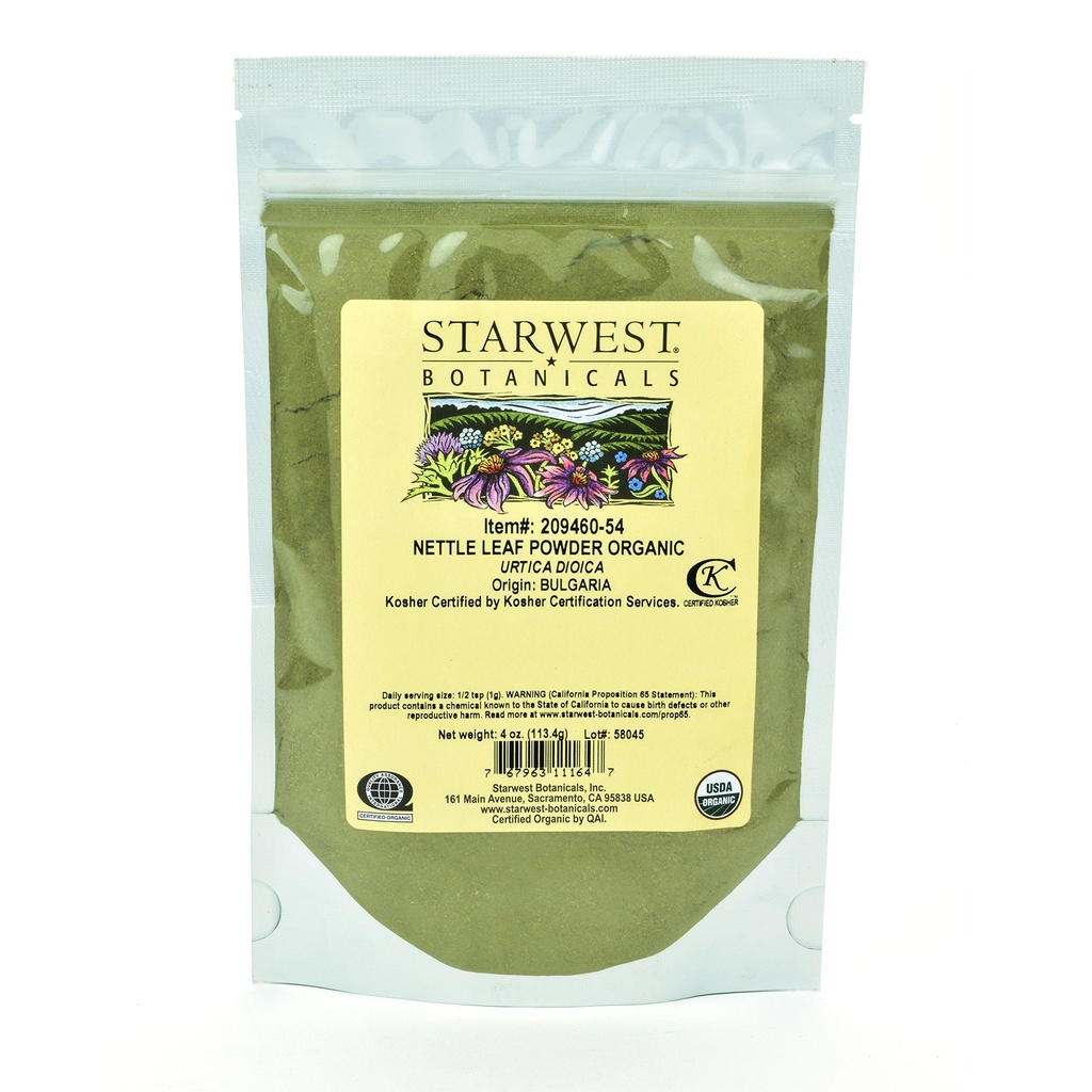 Zvaigžņotā botānika Organic Nattle Leaf Powder, 4 Ounces