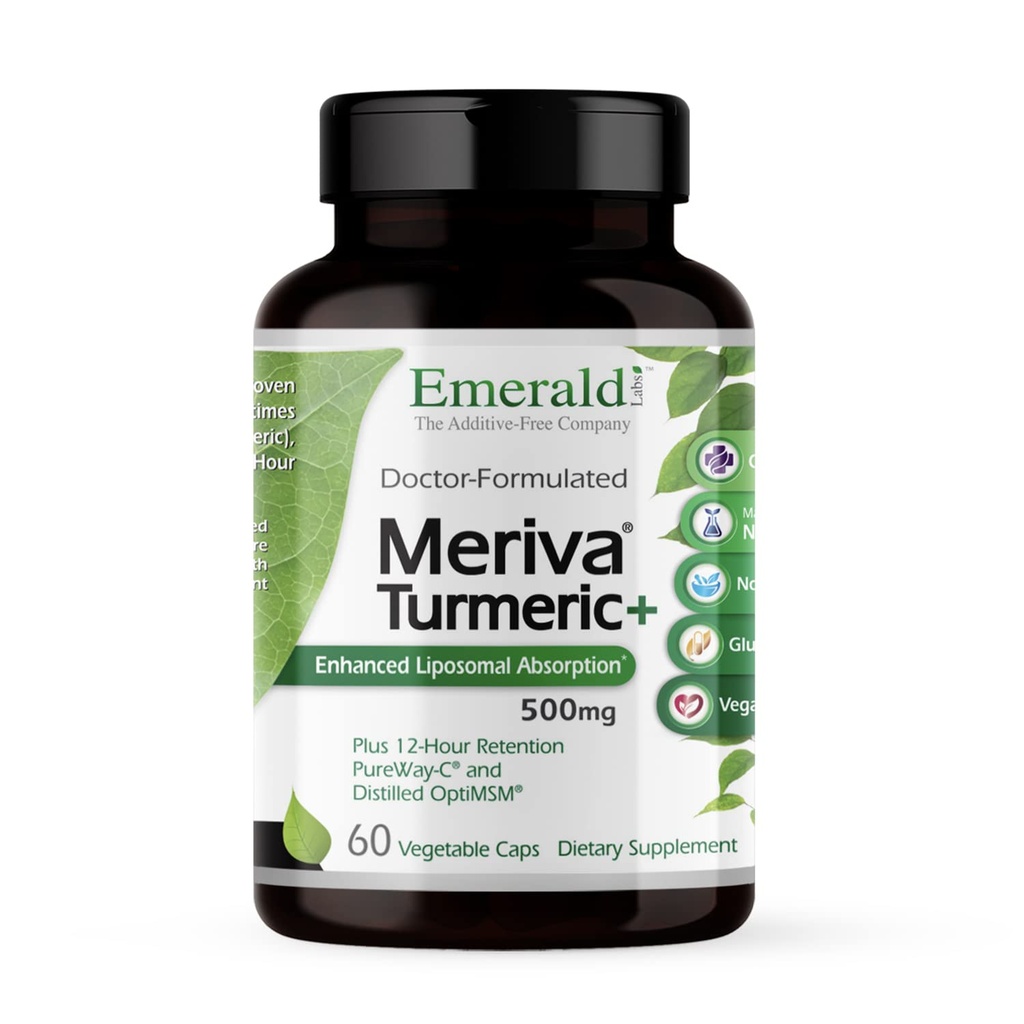 Emerald Labs Meriva Turmeric Plus - Meriva Turmeric, PureWay-C vitamīns C & OptiMSM - atbalsta kopīgu veselības un imūnās atbildes reakcijas - 60 dārzeņu kapsulas (līdz 60 dienu piegādes)