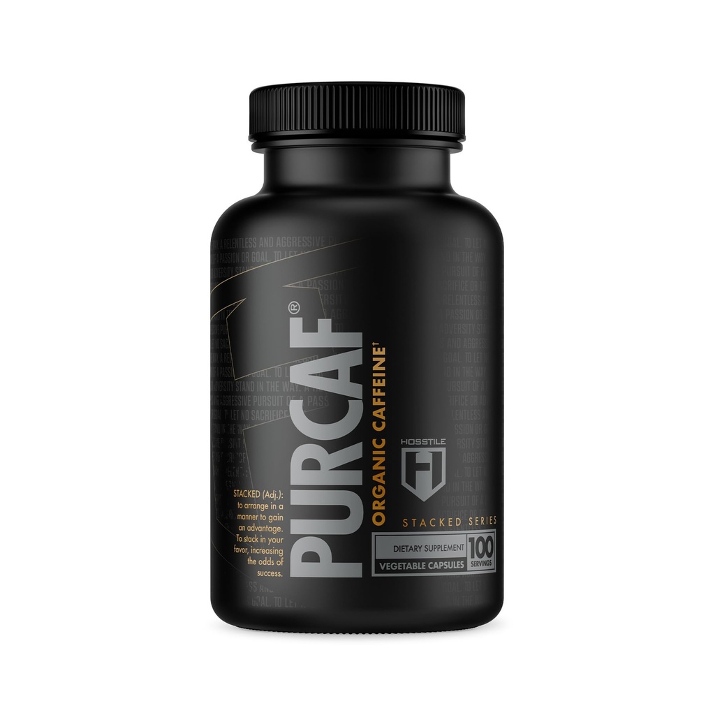HOSTILE PurCaf Organic kofeīna kapsulas, dabas enerģijas papildinājums, Nav Crash vai titters, Pre Workout Focus & Enerģija, 200mg Per Serving, 100 tabletes