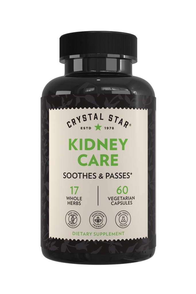 Crystal Star nieru kopšanas (60 kapsulas) – augu papildinājums nieru tīrīšanai, detoksam un atbalstam - akmens saknes, gravel Root un Hydrangea saknes - ne-GMO
