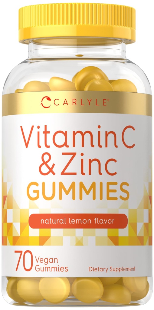 Carlyle vitamīns C un cinka Gumijas - 70 Grāfs -- Citronu Flavor - Vegāns, ne-GMO, un bez lipekļa papildinājums