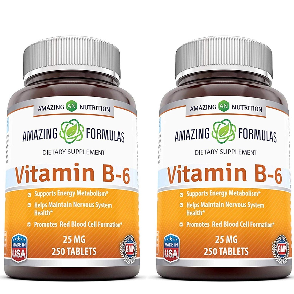 Apbrīnojamas formulas Vitamīns B6 Pyridoxine 25mg 250 tabletes Papildinājums 