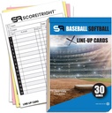 Beisbola/Softball Lineup kartes – 16 Spēlētāju grāmatas formāts Lineup kartes 30 spēlēm – Flipbook Carbon Copy 4 Part Form – Laika taupīšana un Praktiskie Baseball Coaching piederumi