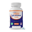 Vitamatic Melatonin 10 mg ātras šķīdināšanas tabletes – Ātras šķīdināšanas miega palīglīdzeklis pieaugušajiem – Veģetārs, ne-GMO un bez lipekļa – Dabīgs ogu uzliesmotājs – 365 tabletes