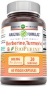 Apbrīnojami Formulas Berberine Turmeric & Bioperine 800mg Per Servē 60 Veggie Kapsulas papildinājums -- NeĢMO -- Bez lipekļa - Ražots ASV -- Ideāls veģetāriešiem