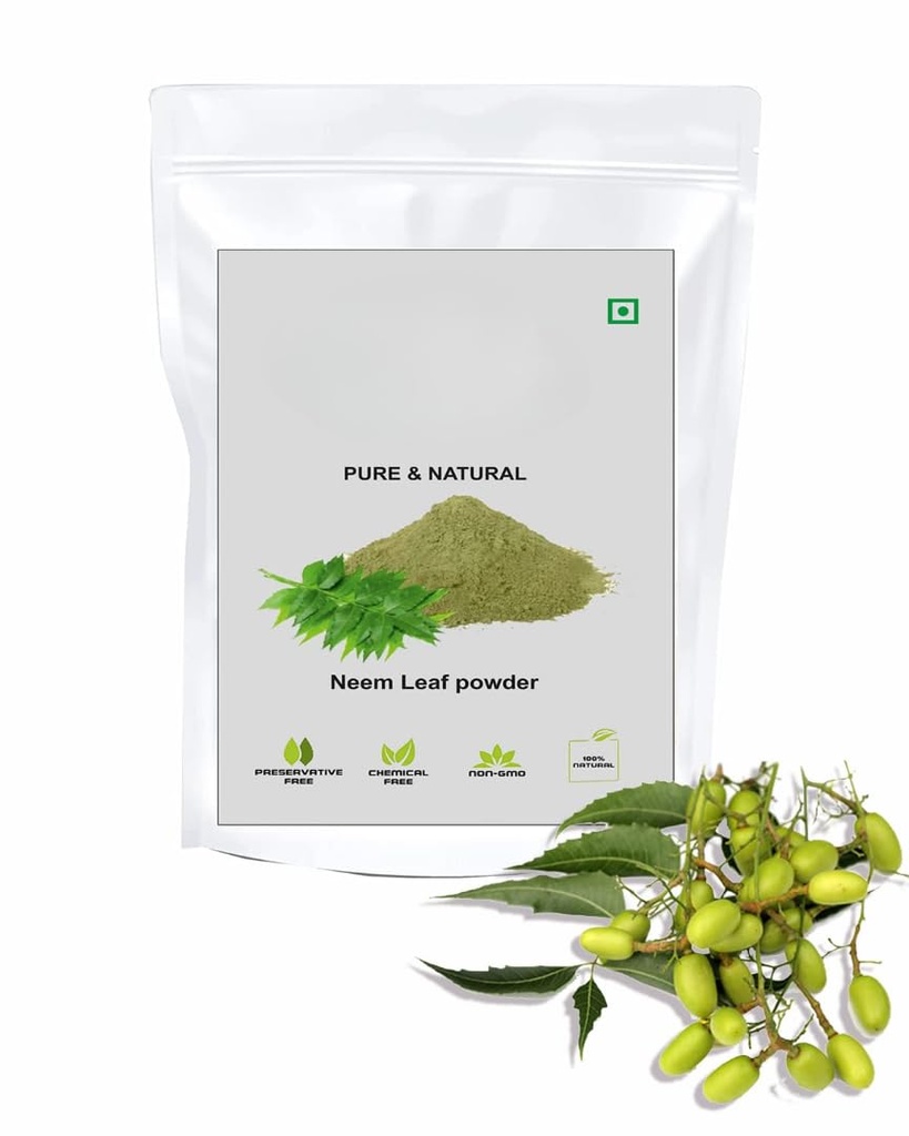 Pure Neem pulveris Atstāj ēst un dzert, ādu un matu uzturu, dehidratācija, Evens ādas toņu, pinnes, pimples / Hair biezāka un spēcīgāka -200 Gram