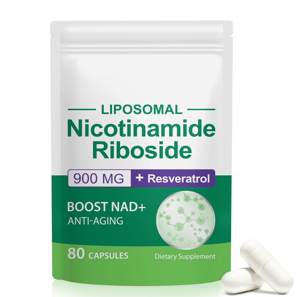 NAD papildinājums, NAD+ nikotīnamīds Riboside Resveratrol 900mg, Diētiskā papildinājums veselīgu šūnu funkcijas, NAD+ Degviela Šūnu aizsardzība un Cctivates Anti-Aging Gēni 80 kapsulas