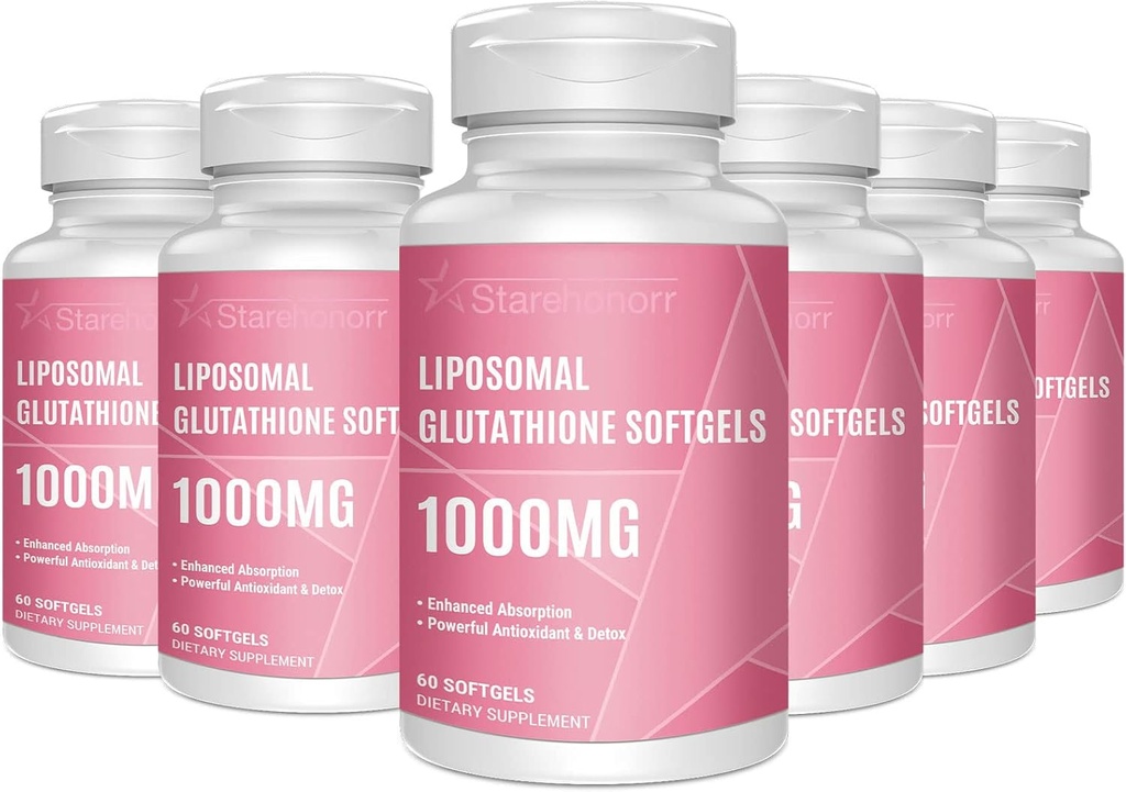 Liposomālā Glutatione Softgels 1500MG, Pazemināts Glutations Papildinājums ar C vitamīnu, Labāka Absorbcija, Ne-GMO Spēcīgs Antioksidants veselīgai novecošanai, Detox, Imūnā veselība, 360 Softgels
