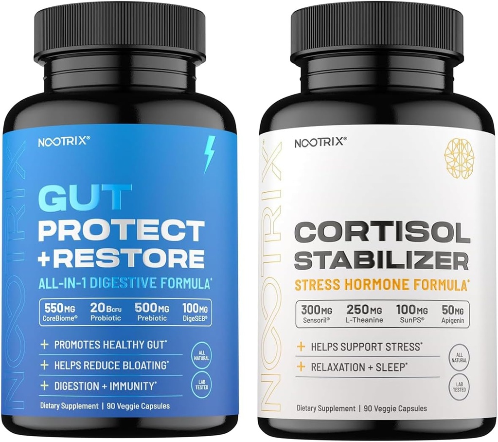 Nootrix Cortisol Stabilizer un pārvaldnieks un Gut Health Support