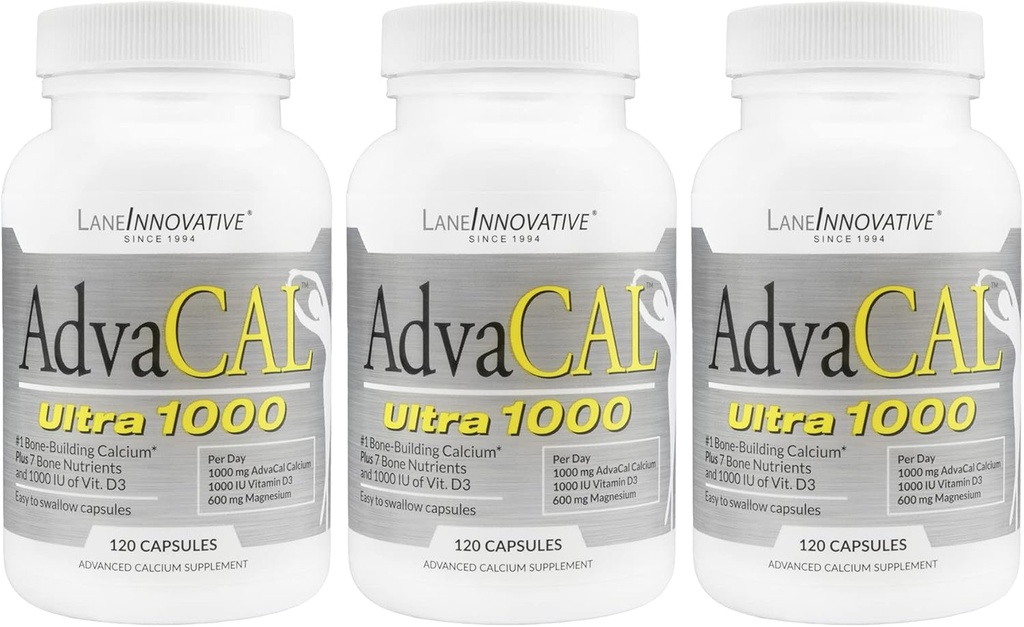 Lane Inovative - AdvaCAL Ultra 1000, Kaulu veidošanas kalcijs *, ieskaitot D3 vitamīnu un magniju, viegla absorbcija (120 Servējumi) 