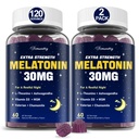 Melatonīns Gumies 30 mg pieaugušajiem: maksimālā stipruma melatonīns Papildinājums ar L-teanīnu, Ashwagandha, MSM, D3 vitamīns un cinks - ne-Habit Formēšana, dabīgs jaukts ogu flavors 60 skaitīšana (iepakojums no 2)