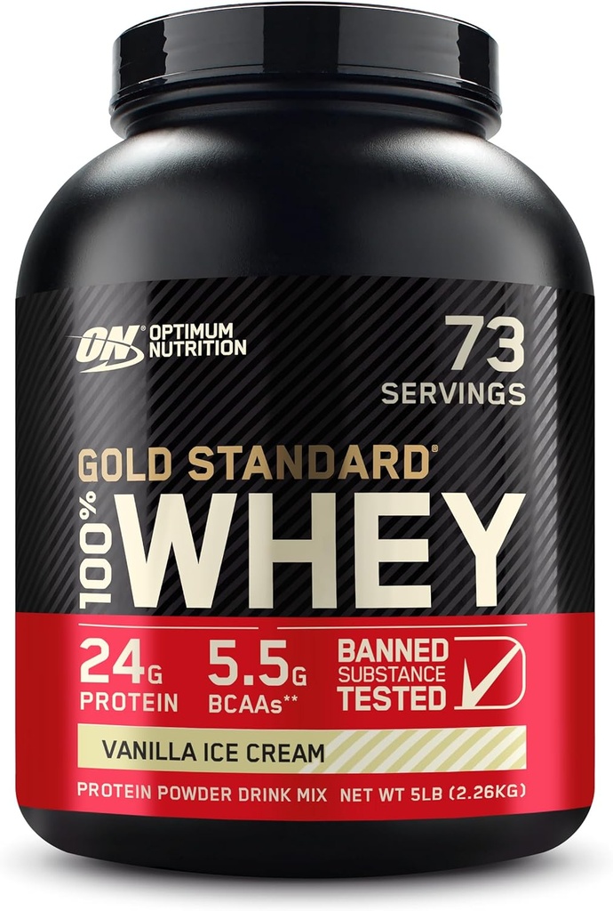Optimum Nutrition Gold Standard Whey Vanilla Ice Cream - 5 mārciņas.