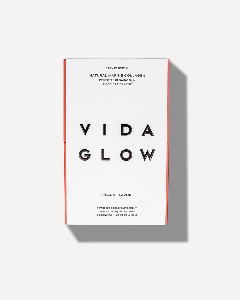 Vida Glow Marine kolagēna pulveris - pretnovecošanās papildinājums ar kolagēna peptīdiem, veicina Glowing ādas, Strong Nails, Veseli mati                - 30 Kalpo, persiku Flavor