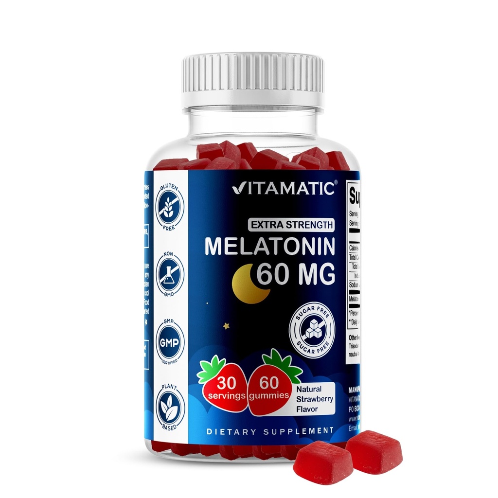 Melatonīns 60 mg - 60 Veģetārie gumijas - nehabitu veidojošs papildinājums