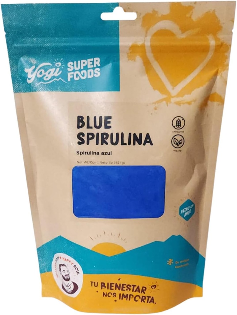 Yogi Super Foods 16oz Blue Spirulina pulveris Izgatavots no zila-zaļa aļģu ekstrakta - Superfood Plant, bagāts olbaltumvielu avots, imūnās sistēmas atbalstam, enerģijai, dabīgai pārtikas krāsvielai Cepšanai - 1lb Bag