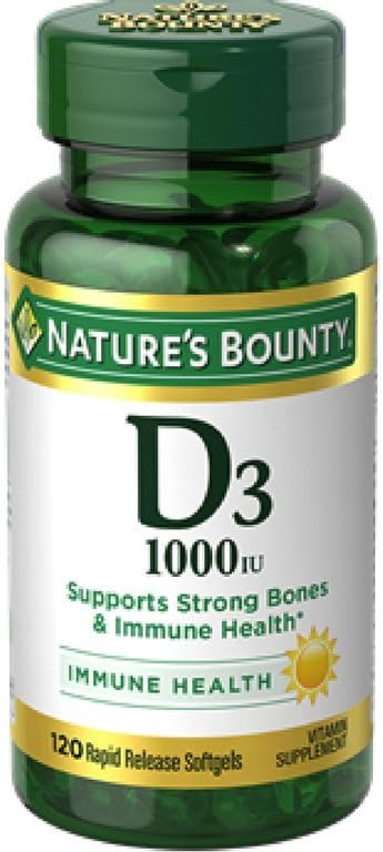 Dabas bounty vitamīns D3 1000 SV Imūnveselība, 120 softgeli (12. iepakojumā)