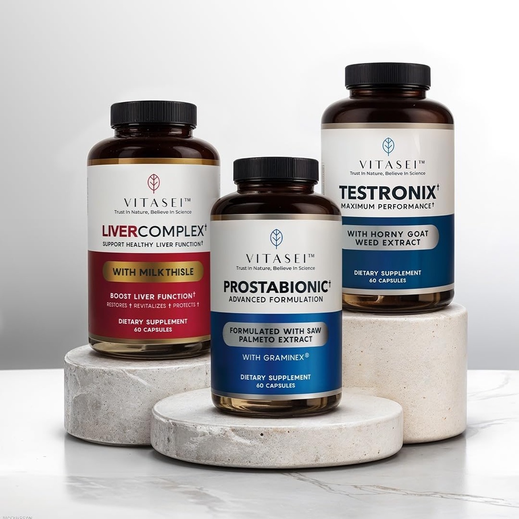 VITASEI Vīriešu veselības Power Pack – Testronix, Prostabionic un aknu tīrīt Bundle – Boost Enerģija, Muskuļi, Prostata, un aknu veselība ar mērķtiecīgām papildinājumiem