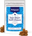 Petpost Tear Stain Remover Soft Košļājamās suņu rotaļlietas, 90 Count Siers Flavor Dog Tear Stain Support Papildinājums ; Maiga acu kopšana baltiem suņiem & gaišiem šķirnēm; bez tylosin, izgatavots ASV