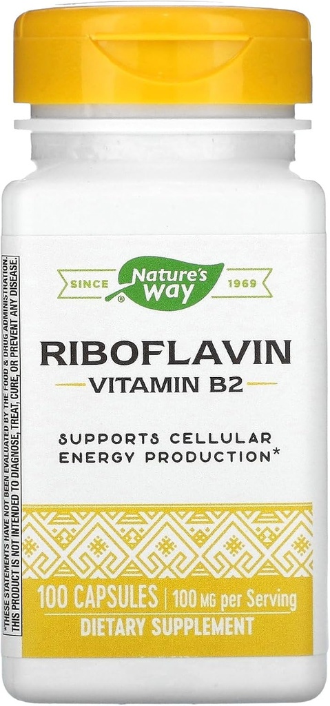 Dabas ceļš vitamīns B2, 100 mg Riboflavīns, 100 kapsulas, iepakojums pa 2