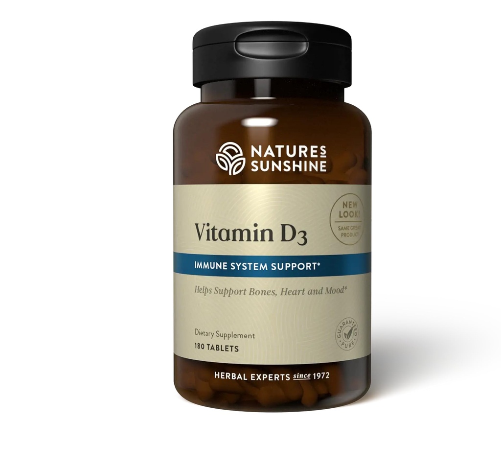 Dabas saulīte D3 vitamīns, 180 tabletes, kas atbalsta kaulu veselību, veicina vispārējo veselību, un var uzlabot garastāvokli