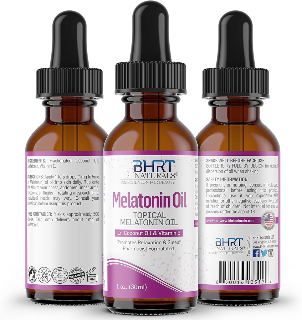– Aktuālā šķidrā melatonīna eļļa – dabīga miega līdzeklis – Essential Oil Blends – Dabīgs melatonīns – Palīdz miegam un relaksācijai – Bez glutēna – organisks melatonīns pieaugušajiem (1 pudele)