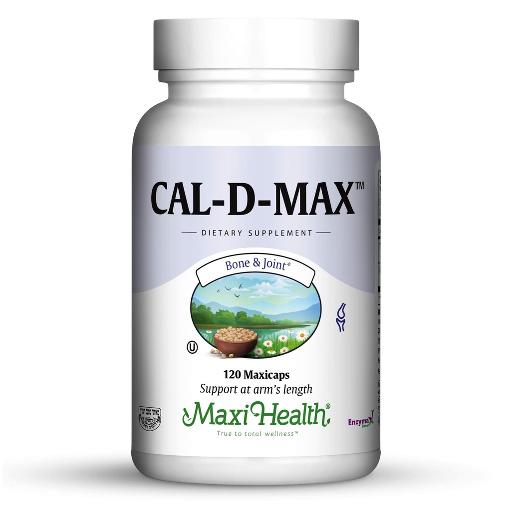 Maxi Health Cal- D- Max - kalcija citrāts - ar vitamīnu D3 - Kaulu balsts - 120 kapsulas - Košera