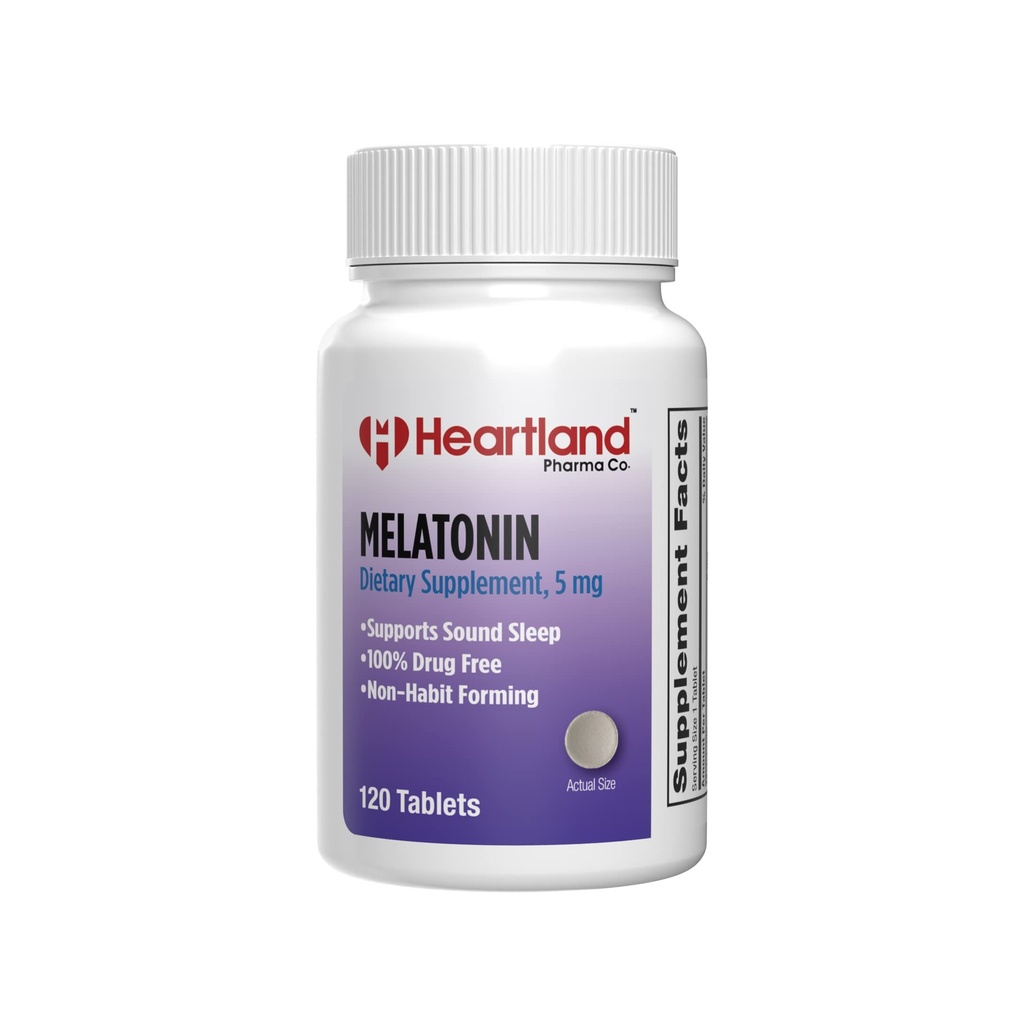Melatonīns 5mg - Sleep Aid Tabletes - Natural Sleep Support -- 100% Drug Free Sleep Aid Papildinājums - Ne-Habit Forming - ASV Ražots -- 120 Skaits