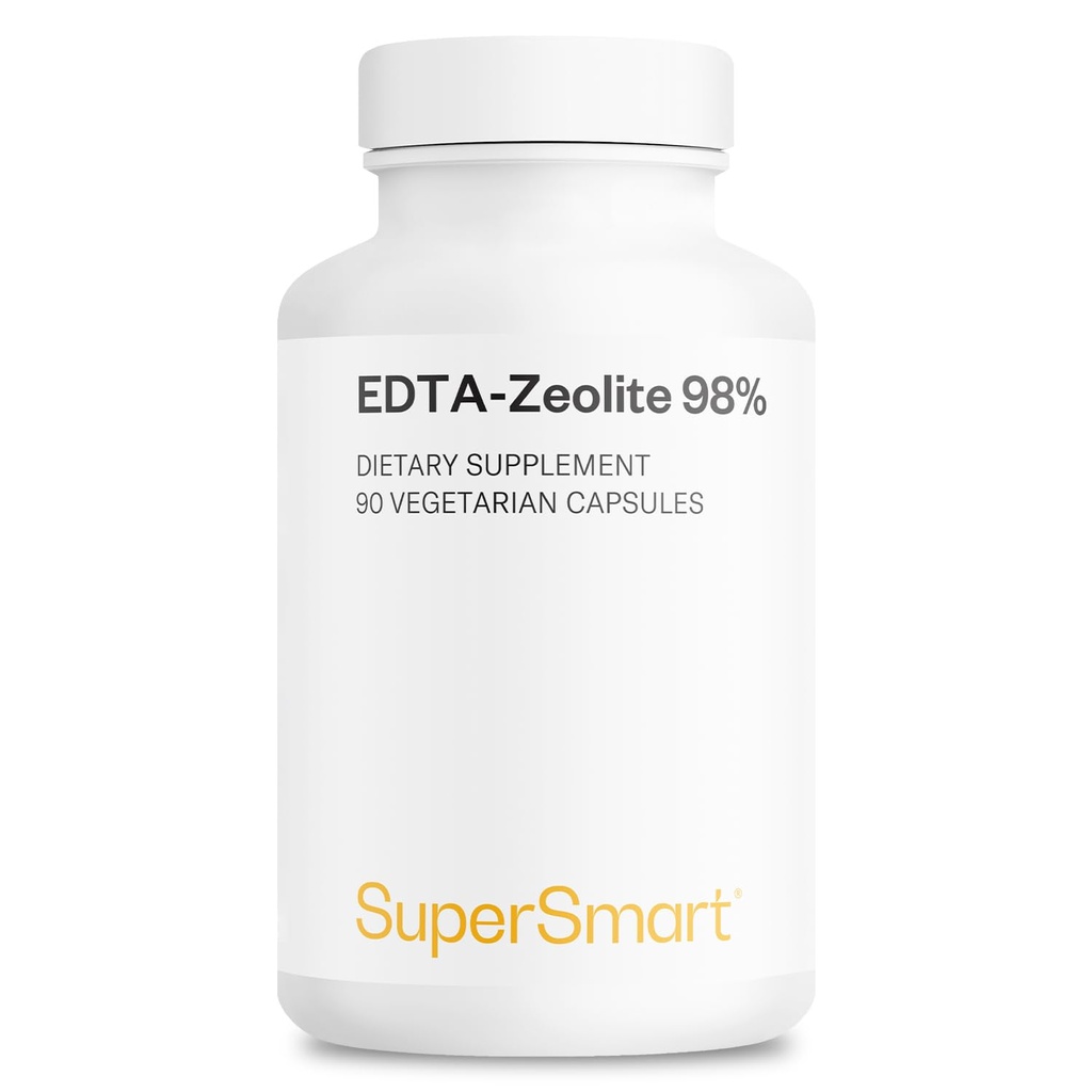 Supersmart - EDTA Zeolite 98% (Advanced Formula) - ar Milk Thistle & Eastians - High potencial Addition Addition -Ražots ASV -- Non-GMO & Gluten Free - 90 Veģetārās kapsulas