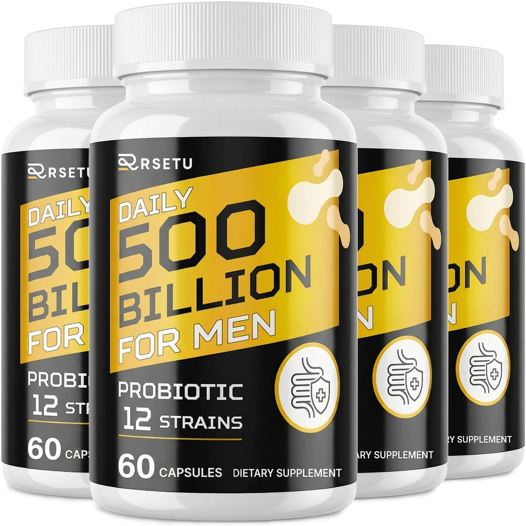 Probiotikas vīriešiem, 500 miljardi KVV un 12 celmi Vīrieši Probiotikas ar Turmeric Cranberry, Goji, Gut Health for Men, for Digestive Health, Gut, Bloating & Gas, Imūnās, Energy Support, 120-Day Supply