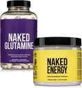 NAKED Vegan Energizing Muskuļu atlabšanas Bundle Neuzliesmojoša enerģija un 240 L-glutamīna kapsulas, 1000 mg