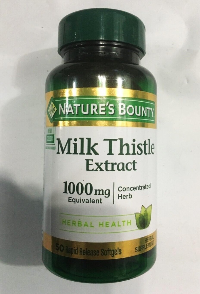 Dabas Bounty piena dadzis 1000mg, augu veselības papildinājums, ikdienas papildinājums, bez lipekļa, ātra atbrīvot softgels, 50 Ct
