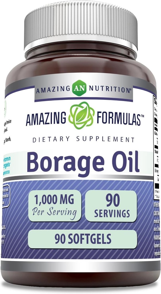 Amazing Formulas Borage Oil Papildinājums - 2000 Mg Per Servē - Softgels - Non-GMO --Luten-Free -Ražots ASV (1 Pack, 90 Count)