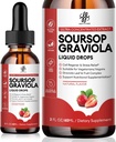 iMATCHME Sorsop Graviola Liquid Drop, Sorsop Bitters Liquid, Natural Soursop Leaves & Fruit Complex vispārējai labsajūtai, Cukurs/Kefīns/Bez glutēna, zemeņu Flavor, 2 Fl Oz