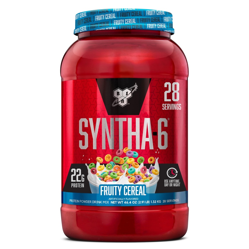 BSN SYNTHA-6 Premium proteīna pulveris ar 6g šķiedrvielu, sūkalu proteīnu, vizlu kazeīnu, piena proteīnu izolāta Blend, 5g tauku, augļu graudaugu, 28 pakalpojumu (iepakojums var būt)