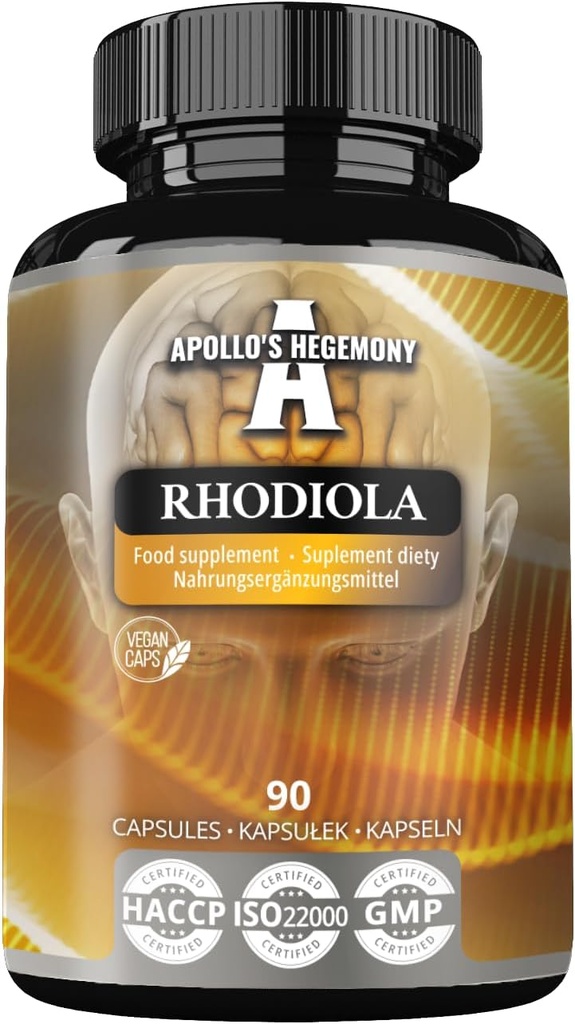 APOLLO'S HEGEMONY Rhodiola Rosea 500 mg Kapsula - 90 Vegan Kapsulas - ekstrakts standartizēts līdz 3% Salidroside - enerģija un izturība Booster - Diēta papildinājums