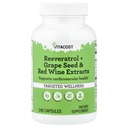Vitacost Resveratrol + vīnogu sēklu un sarkano vīnu ekstrakti -- 240 kapsulas