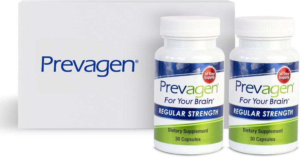 Prevagen 10 mg, 2 pudeles ar 30 kapsulām, regulāra stipruma 30 Ct ar pievilcīgu un saliekamu Prevagen uzglabāšanas kasti