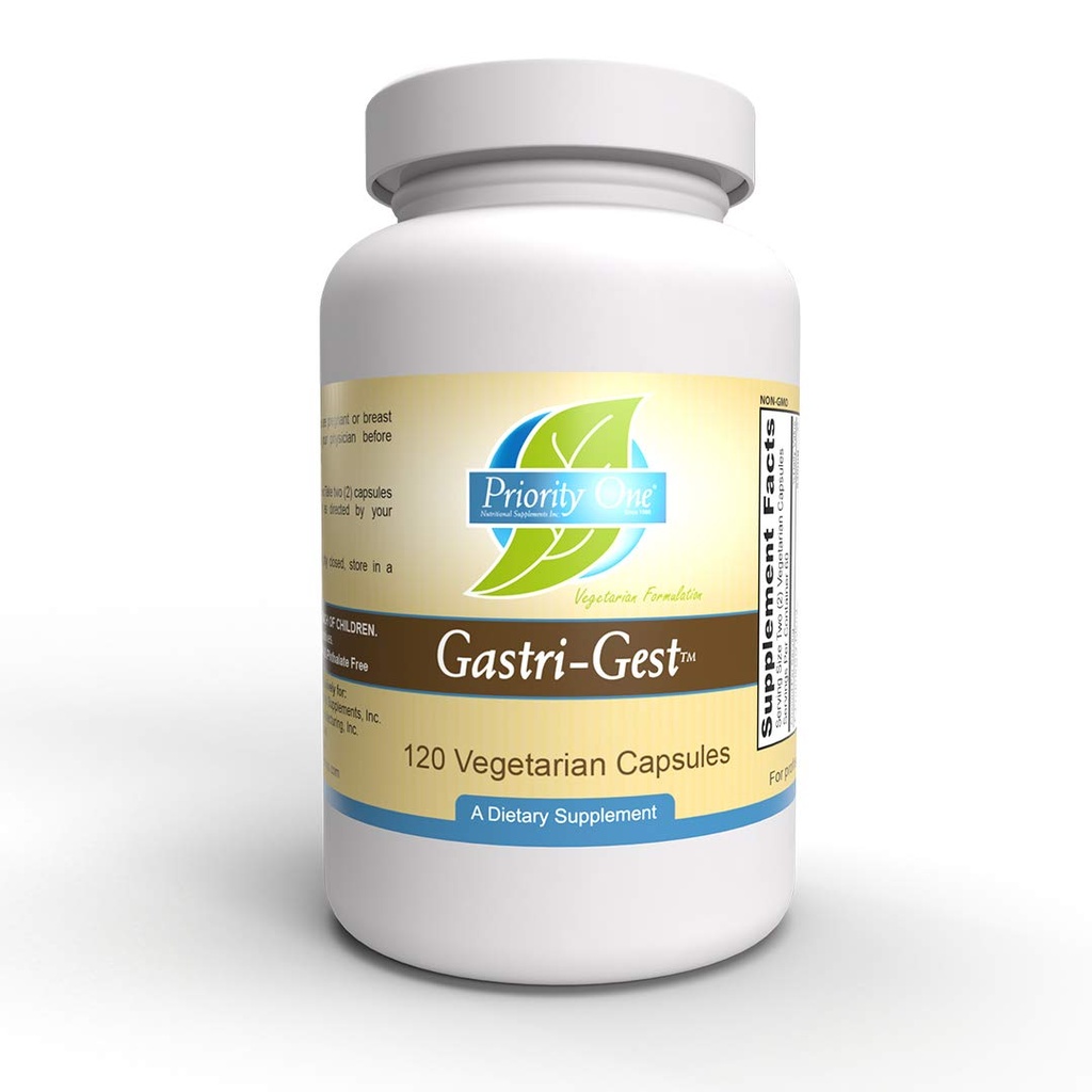 Priority One Vitamīni Gastri Gest 120 Veģetārās kapsulas - Jaudīga augu enzīmu kombinācija, kas palīdz uzturēt veselīgu gremošanas un zarnu enzīmu aktivitāti.*