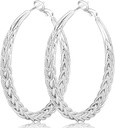 Senteria Silver Hoop Auskari sievietēm Hipoalergēnic 925 Sterling Silver Post Hoop Auskari Viegls svars Lieli Huops Auskari Biezs Twisted Silver Hoops 30/40/50MM