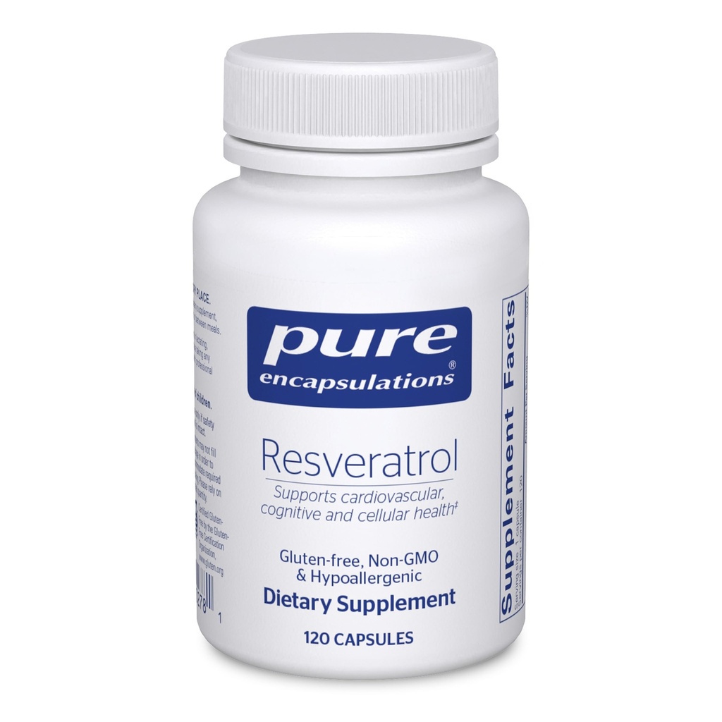 Pure Encapsulations Resveratrol - Sirds un asinsvadu, šūnu veselības un atmiņas atbalsts* - 40 mg Trans-Resveratrol - Antioksidantu papildinājums - Bez lipekļa un ne- GMO - 120 kapsulas