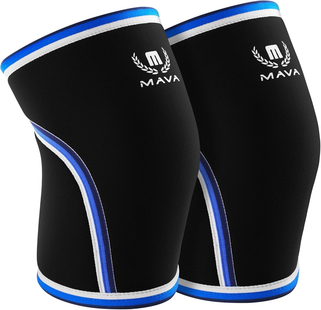 Mava Sports Ceļgala piedurknes Svarcelšana Vīrieši un sievietes, 7mm Neoprene Ceļgala piedurknes sievietēm un vīriešiem, Ideāli piemērots krustu apmācībai WOD, Squats, Powerlifting