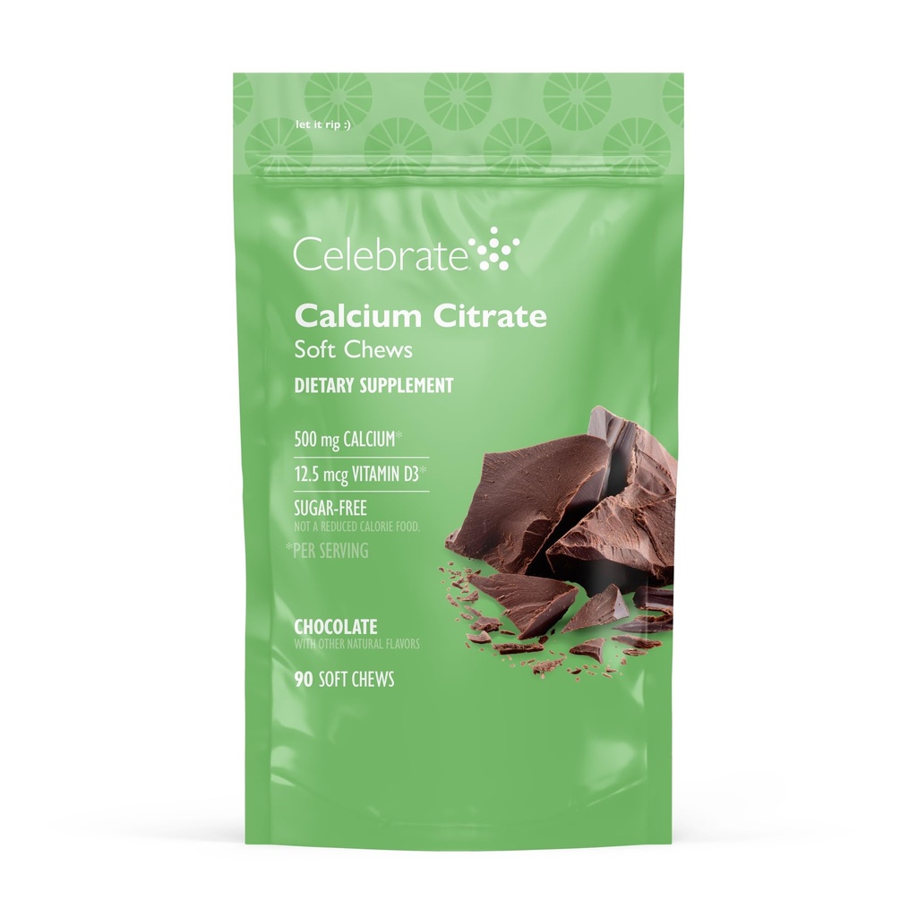 Atzīmējiet vitamīnus Bariatriskā 500mg Kalcija citrāts Soft košļājamās rotaļlietas ar 500 SV D3 vitamīna – būtiska pacientiem un kaulu veselībai ar kuņģa apsēju – bez cukura un glutēna, šokolāde (90 košļājamās)