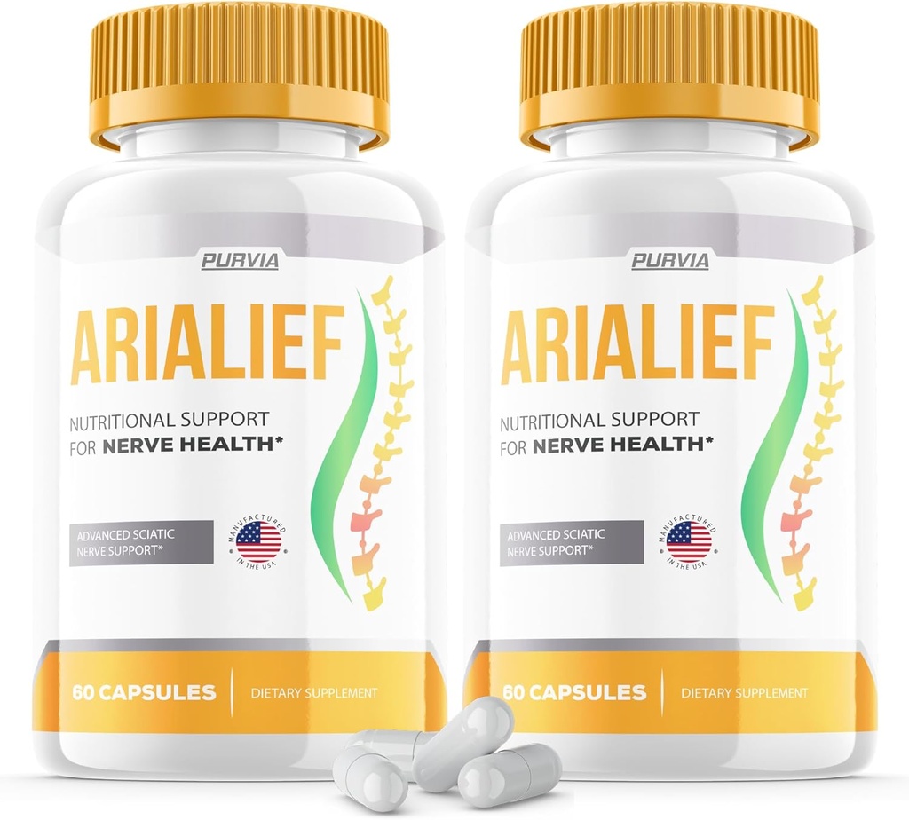 (2 Iepakojums) Arialief Capsules Sciatica - Oficiālā formula - Arialief Vitamīnu papildinājums Advanced Strength Formula, Arialief Capsules Uztura atbalsts Maksimālais spēks Kopējais labsajūtu (120 kapsulas)