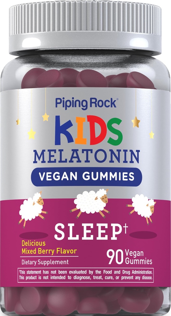 Piping Rock Kids Melatonin Gumies - 1mg - 90 Skaits - Papildinājums bērniem -- Jauktas Berry Flavor -Vegāns, Non-GMO, bez lipekļa
