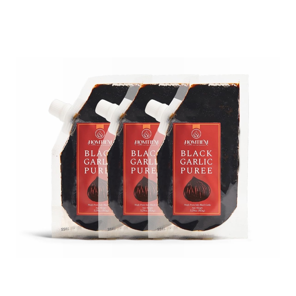 Homtiem Black Garlic Puree 150g. (Ražots no 100% Solo Black Ķiplokiem), Fermentēts 90 dienas, Ne-GMO, Gatavs lietošanai uzkodas un vārīšanai (3)