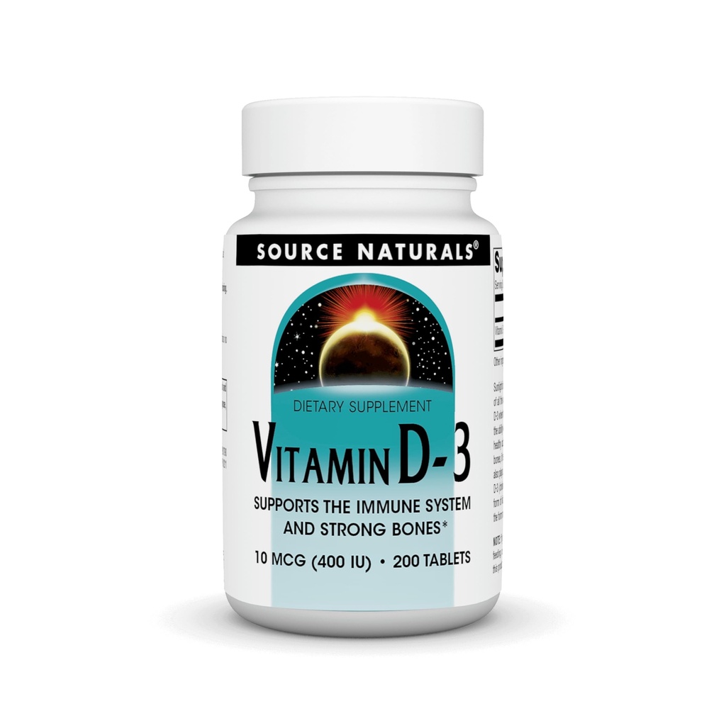 Avots Naturals D- 3 vitamīns 400 SV 200 tabletes
