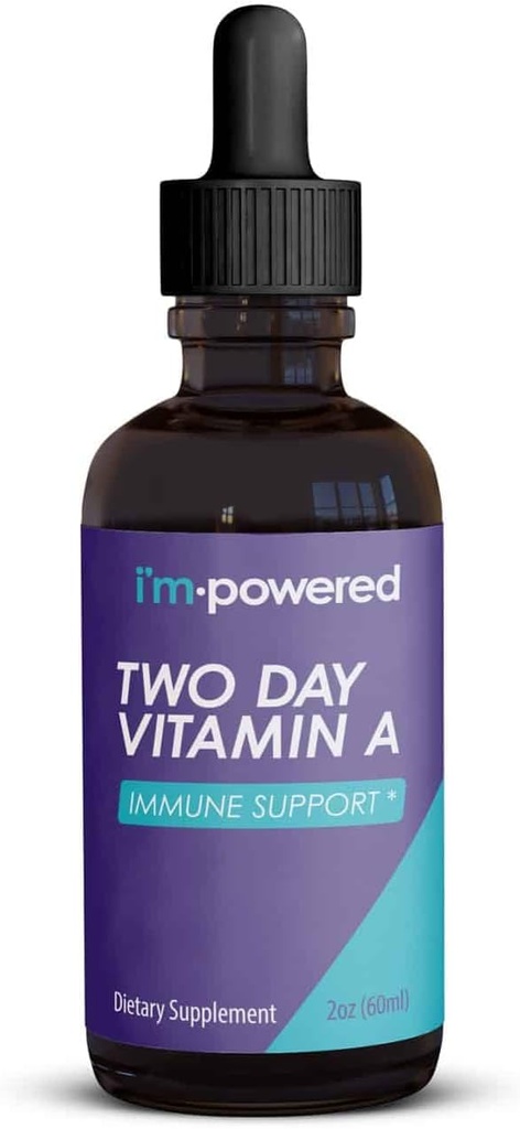 Es esmu Powered divu dienu vitamīnu A - 2 oz dabas vitamīns pilieni 400 000 SV uz vienu apkalpo (3 ml), atbalsta imūno veselību
